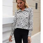 Print Blouse Blouses New Fashion Dot Print Long Sleeve Blouse Floral Blouses Causal Blouse