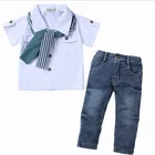 Costume Designer Clothes for Toddler Boys Casual T-Shirt+Scarf+Jeans 3pc Baby Boy Clothes Baby Clothing Set Summer