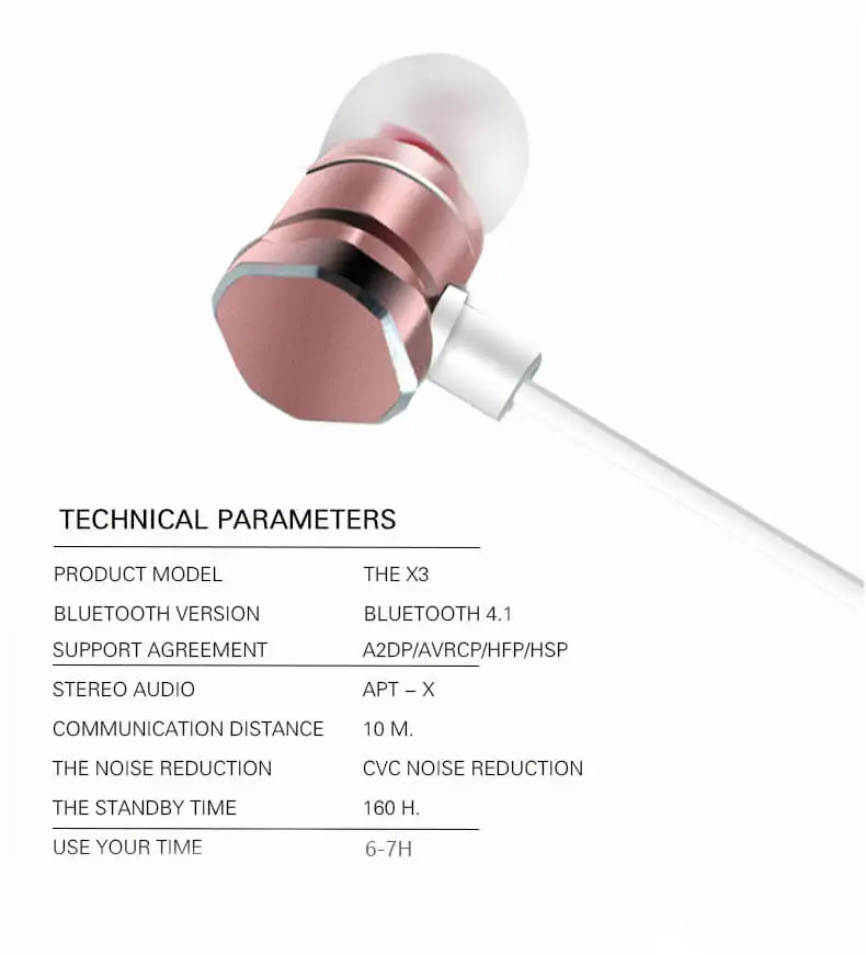 Magnetic Bluetooth Earphones For Sony Phone High Quality X3 Wireless Headphone for Working Out - ANKUX.COM