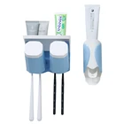 Tidytech toothbrush holder and toothpaste squeezer set for bathroom storage