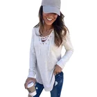 Blouses Womens Casual Drawstring Loose Tops Ladies' Long Sleeve V Neck Blouses