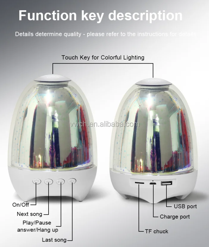 Bluetooth Speaker Portable Smart Touch LED Night Light with 3D Glass Music Player Hands-free with TF Card 7color Charging - ANKUX.COM