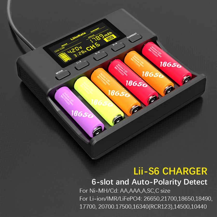 Liitokala Lii S Full Set Smart Battery Charger Slot Lcd Display Auto