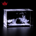 Dinosaur Image 3D Laser Engraved Glass Cube,3D Animals Crystal Block For Holiday Home Decoration