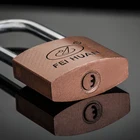 Long Key 3 Keys Colour Padlock Sample Available High Quality Long Shackle Red Color Painted Atomic Key Iron Padlock