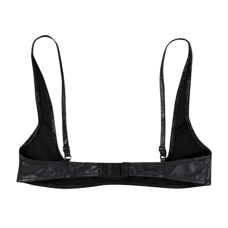 womens sexy leather adjustable bra wire-free