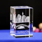 Crystal paperweight Australian architectural model Sydney opera house souvenir customized engraved gift sets