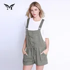 Wholesale custom 100% cotton sleeveless short jumpsuit women in casual