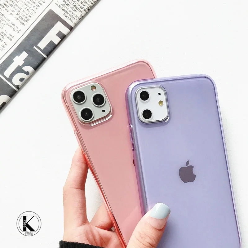 Transparent Colours TPU Phone Case For iPhone 11/12/X/XSMAX/XR/6/7/8Plus Silicone  Ultra Thin TPU Mobile phone Back Cover