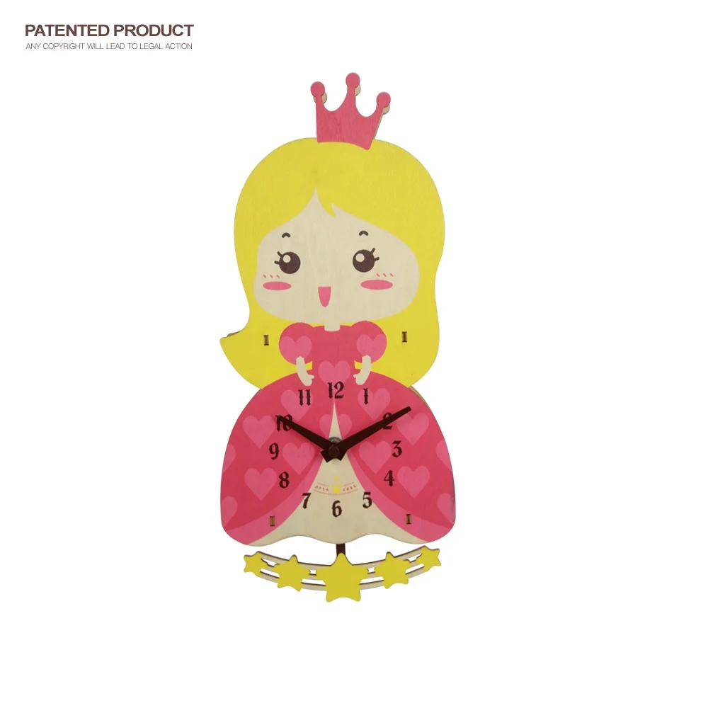 Diy часы МДФ мультфильм маятник принцесса дизайн дома настенные для детей спальня украшения сувенир подарок