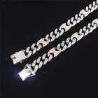 Silver New 12mm Tennis Chain Pig Nose Coffee Bean Cuban Chain Silver And Rose Gold Stitching Necklace