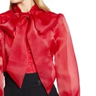 Blouse For Women High Quality Red Bow Collar Blouse For Office Ladies
