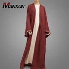 Stylish Manufactory Supply Muslim Front Open Clothing New Model Embroidered Design Islamic Women Kimono Dubai Abaya