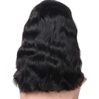 Unprocessed 150%density 13*4 Short Body Wave Lace Front Bob Human Hair Wig Natural Black For Black Women
