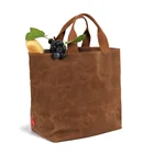 Custom hard thick heavy duty reusable recycled waxed canvas market bag produce bag grocery tote bag