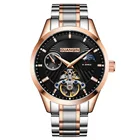 Luxury silver gold stainless steel mesh waterproof wrist mechanical hand watches for men