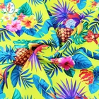 Bright yellow pineapple printed polyamide lycra recycled for swimwear fabric