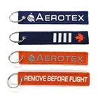 Custom Double Side Embroidery Fabric Keychain Keytag Keyring