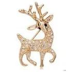 Zircon Christmas Elk Pendant Necklace Women Luxury Crystal Zircon Deer Brooch