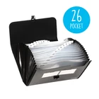 A4 Plastic 26 Pocket Expanding File Folder with Handle Letter Size Poly Accordion Organizer with 24 Pockets