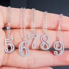 Number Pendant Initial Silver Necklace Jewelry Choker Fashion Diamond Necklace