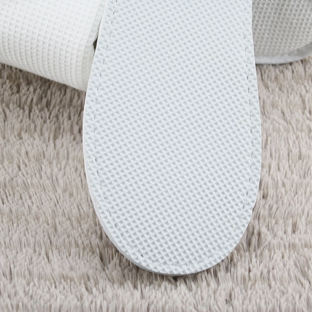 disposable open toe waffle terry  cotton   hotel slippers with custom logo