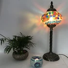 turkish style mosaic glass lampshade glass bedroom table lamp black