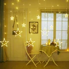 Bolylight Hot Sale 12 stars 138 lights Window Curtain Led String lights Fairy Light For Christmas/Bedroom/Party
