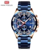 MINI FOCUS MF0198G Men Fashion Dress Analog Watch 3 dials Chronograph nice Stainless Steel Strap perfect watch supplier China