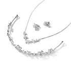 Butterfly zircon design crystal rhinestones diamonds tiara crown necklace earrings 3 pieces jewelry set wedding headpiece