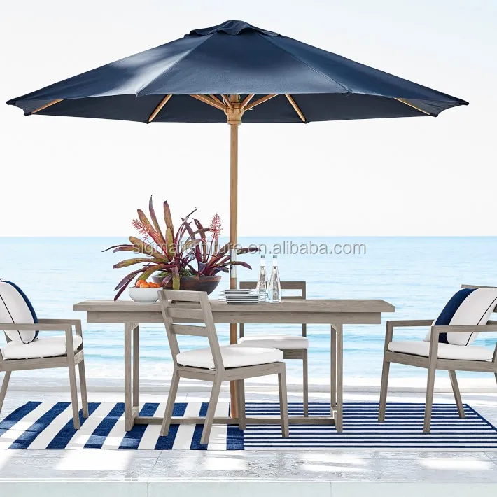patio furniture hotel pared-down aesthetic outdoor  premium teak wood frame garden dining table