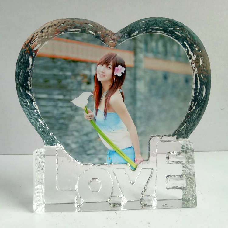 crystal iceberg with photo color printing for wedding lovers ml