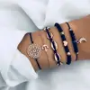 Fashion bracelet sets shell hollowed-out flower piece bead chain moon pendant bead bracelet jewelry