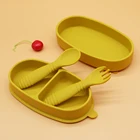 Non Slip BPA Free Divided Feeding Suction Food Kids Baby Silicone Plate