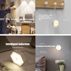 Portable Wireless 3AAA Battery or USB Rechargeable Hexagonal Magnet Stick on Closet Lighting Sensor Motion Led Night Light