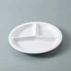High quality plastic food melamine white 3 compartment divided dinner dishes plates