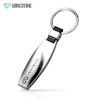 Custom Streamlined Fashion Die Cast Metal Key Chain with Leather Strap for Business Promotion