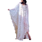 Plus Size Lace Bikini Cover Up Batwing Sleeve Long Beach Kaftan Dress