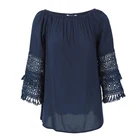 Autumn women plus size off shoulder long sleeve blouse