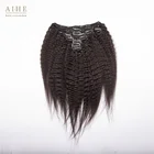 Cheap full head brazilian remy human afro kinky straight kinky curly clip in hair extensions for black women on short hair