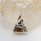 Copper Wire Wrapped Tiger Eye Stone Necklace Pendant Making