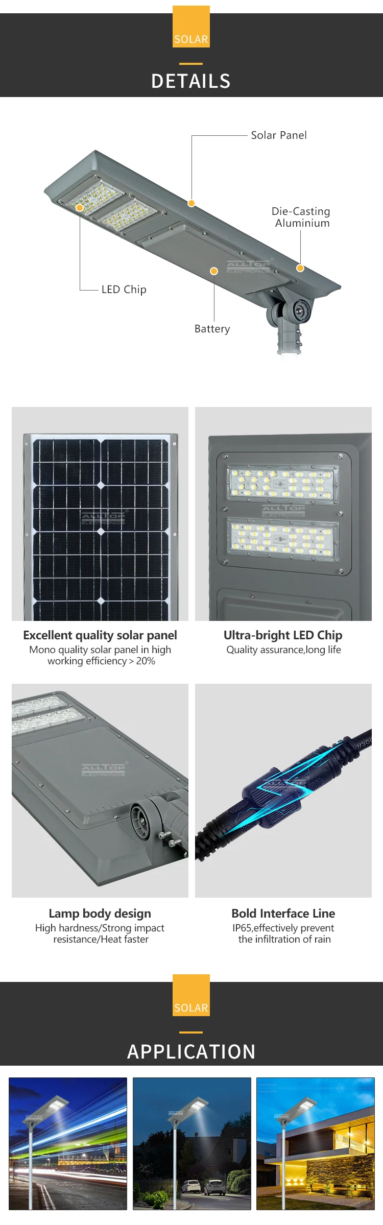 ALLTOP New products bridgelux smd ip65 outdoor 40w 60w 100w integrated all in one solar led street light price