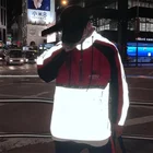 Custom half zip pullover hip hop streetwear reflective hoodie for men