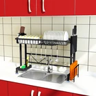 Standing Type 2019 New Design Hot Popular Black Coating Kitchen Organizer Set Bowl Knife Dish Drying Rack