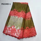 Embroidery flocking fashion design winter dressing 5 yards african lace
