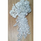 High quality hot sale sequins pearls flowers lace applique for wedding party dress haute couture