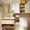 European Corner White Bathroom Sink Smooth Single Drawer Vanity Unit