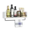 Rustic State Kitchen Wood Wall Shelf with Metal Rail Spice Rack White 20 Inch