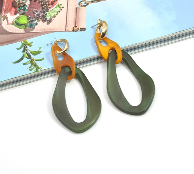Irregular shape resin acrylic clip on earrings jewelry for women wholesale earring mixed