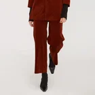 Fashion vintage corduroy red office wear casual women's wide leg pants